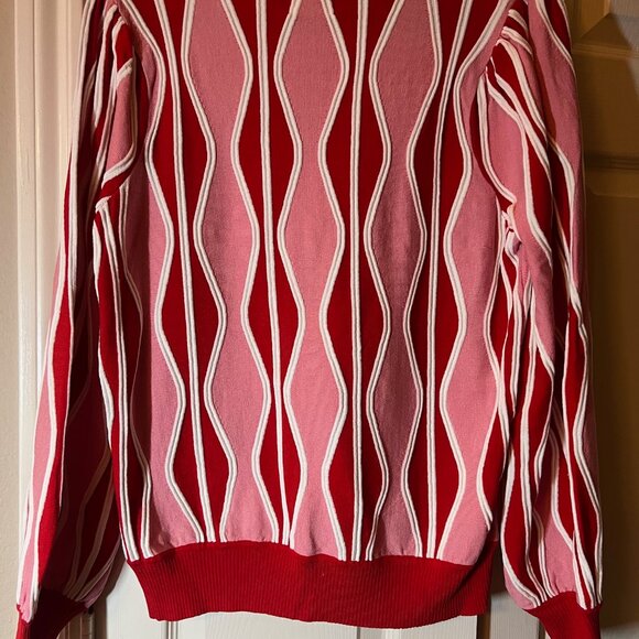 Women's Fate Pink Red & White Textured Sweater - Size Medium - Picture 2 of 2